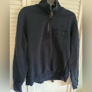 Blue Zip Up Sweater with High Collar